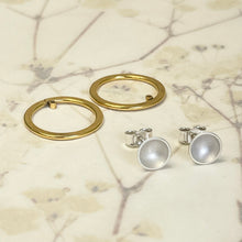 Load image into Gallery viewer, Silver and gold hoop stud earrings
