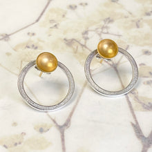Load image into Gallery viewer, Gold and silver hoop stud earrings