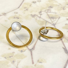 Load image into Gallery viewer, Silver and gold hoop stud earrings