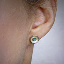 Load image into Gallery viewer, Silver and ice blue enamel studs