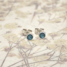 Load image into Gallery viewer, Silver and ice blue enamel studs