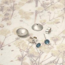 Load image into Gallery viewer, Silver and ice blue enamel studs