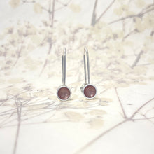 Load image into Gallery viewer, Silver and pale pink drop earrings