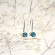 Load image into Gallery viewer, Silver and ice blue drop earrings