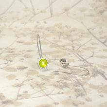 Load image into Gallery viewer, Silver and lime green drop earrings