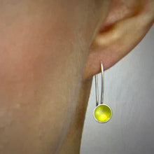 Load image into Gallery viewer, Silver and lime green drop earrings