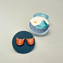 Load image into Gallery viewer, Wooden Earrings - red cat