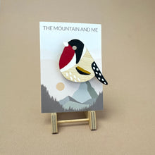 Load image into Gallery viewer, Wooden Brooch - goldfinch