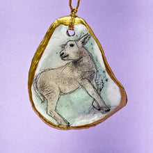 Load image into Gallery viewer, Oyster shell wall hanging - sketched lamb