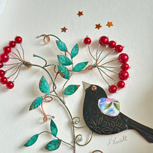Load image into Gallery viewer, Blackbird and berries.
