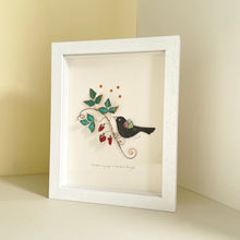 Load image into Gallery viewer, Blackbird singing with wild strawberries