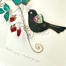 Load image into Gallery viewer, Blackbird singing with wild strawberries