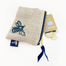 Load image into Gallery viewer, Small linen purse - natural bee