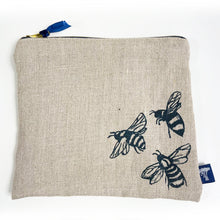 Load image into Gallery viewer, Large linen useful pouch - natural bee