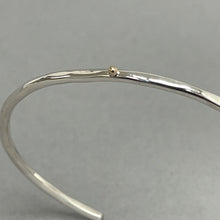 Load image into Gallery viewer, Open silver bangle - gold dot