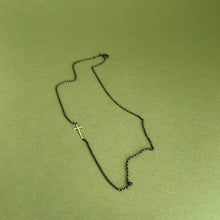 Load image into Gallery viewer, Gold cross necklace - oxidised