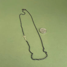 Load image into Gallery viewer, Gold cross necklace - oxidised