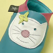 Load image into Gallery viewer, Baby Shoes - Happy cat turquoise