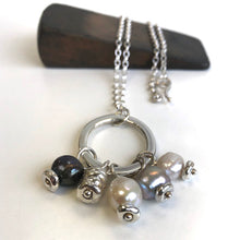 Load image into Gallery viewer, Silver and pearl charm pendant