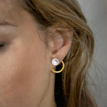 Load image into Gallery viewer, Silver and gold hoop stud earrings

