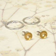 Load image into Gallery viewer, Gold and silver hoop stud earrings
