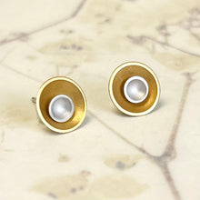 Load image into Gallery viewer, Silver and gold stud earrings
