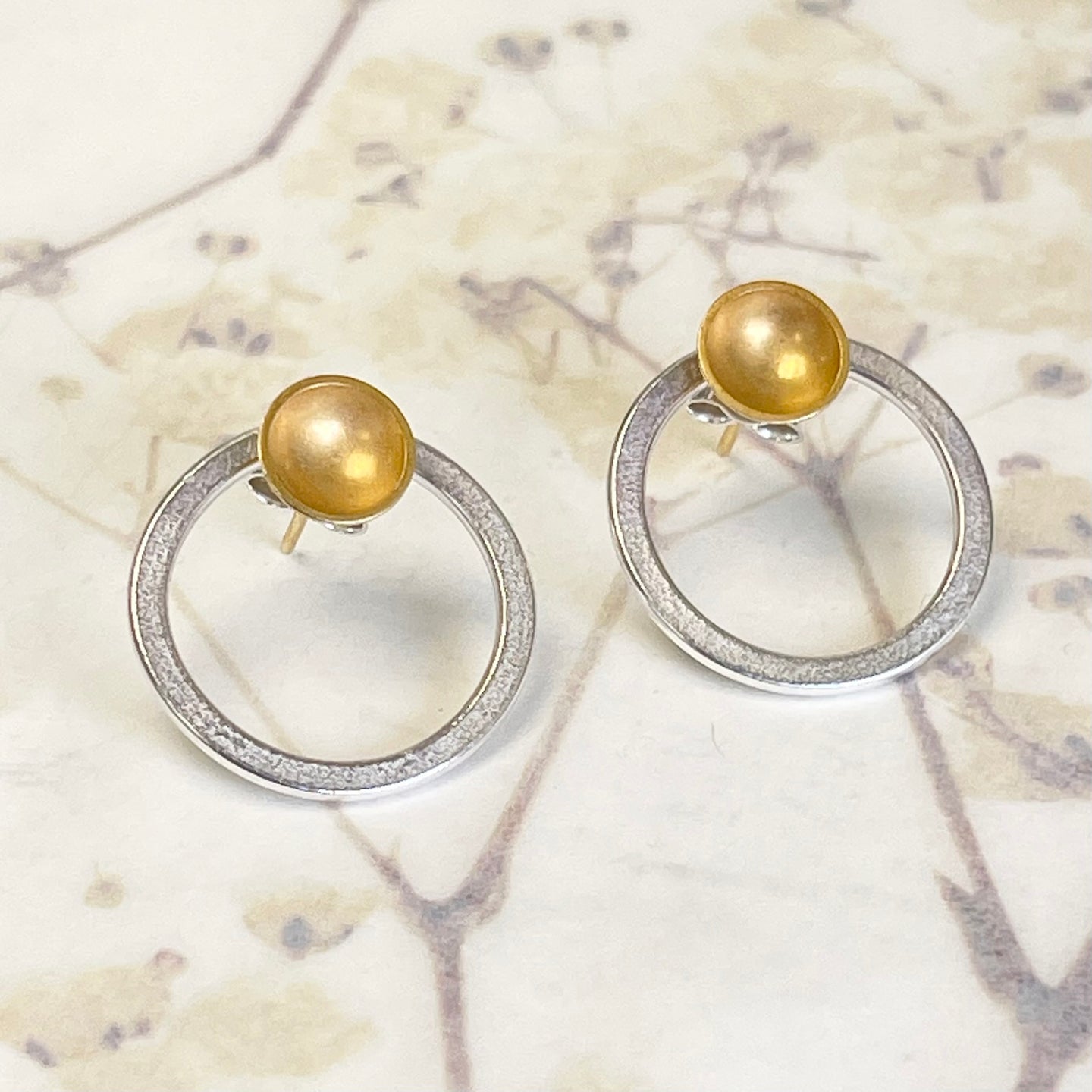 Gold and silver hoop stud earrings