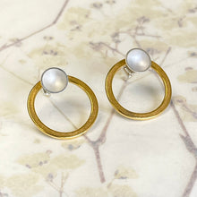 Load image into Gallery viewer, Silver and gold hoop stud earrings
