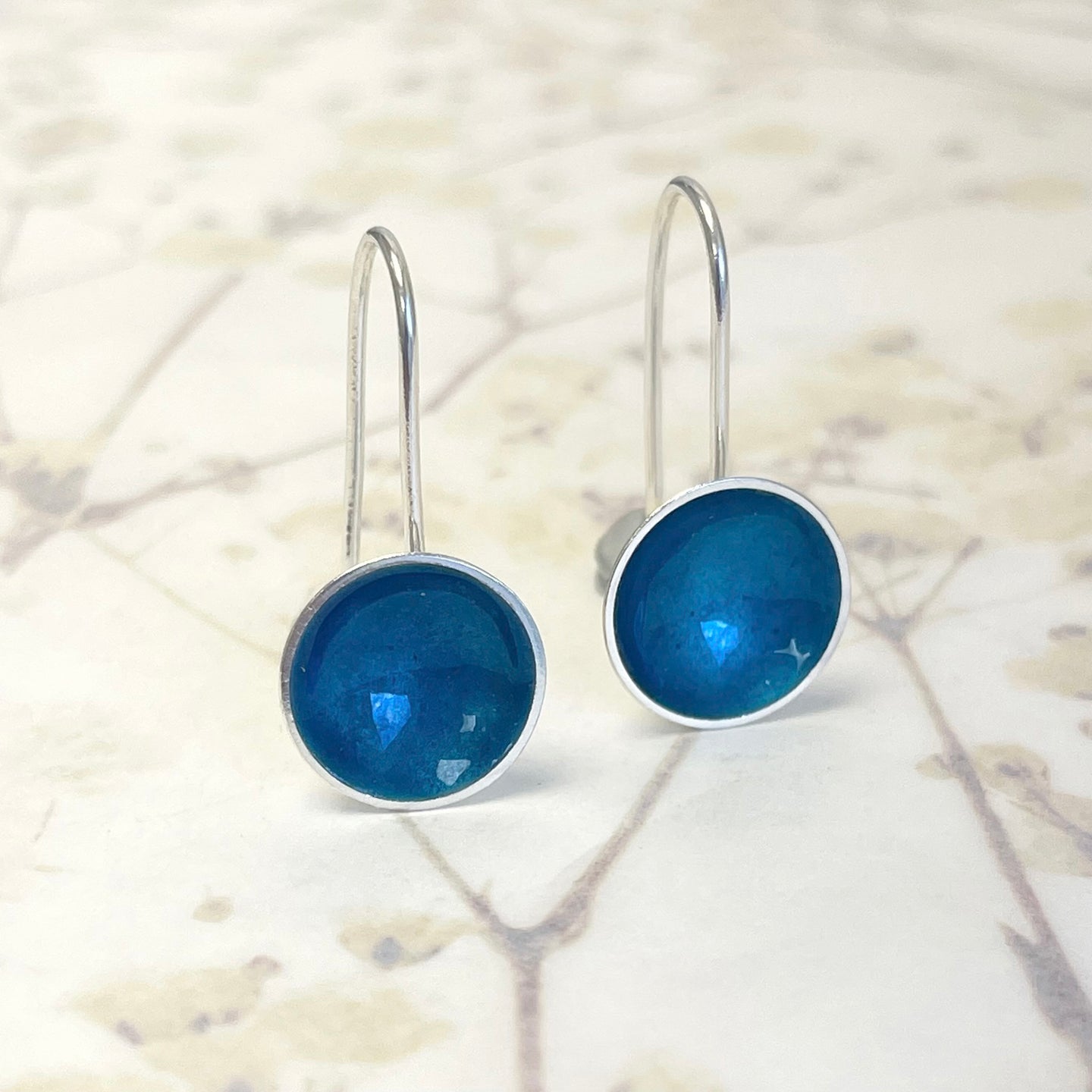 Large kingfisher blue drop earrings