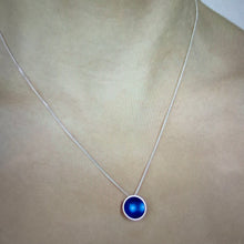 Load image into Gallery viewer, Silver and kingfisher blue halo necklace.
