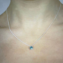 Load image into Gallery viewer, Tiny silver and ice blue enamel necklace
