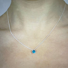 Load image into Gallery viewer, Tiny silver and turquoise enamel necklace
