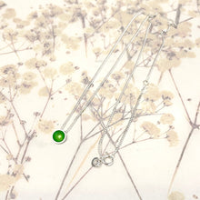 Load image into Gallery viewer, Tiny silver grass green enamel necklace
