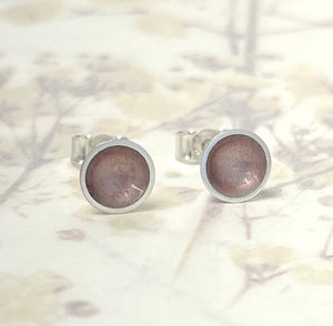 Silver and pale pink enamel studs