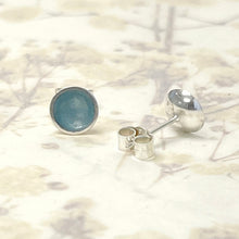 Load image into Gallery viewer, Silver and ice blue enamel studs
