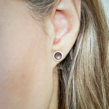 Load image into Gallery viewer, Silver and pale pink enamel studs
