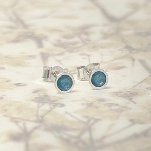 Silver and ice blue enamel dainty studs