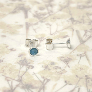 Silver and ice blue enamel dainty studs