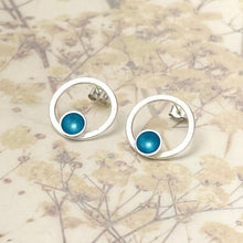 Load image into Gallery viewer, Silver and turquoise studs
