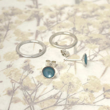 Load image into Gallery viewer, Silver and ice blue studs
