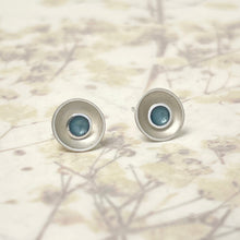 Load image into Gallery viewer, Silver and ice blue enamel studs

