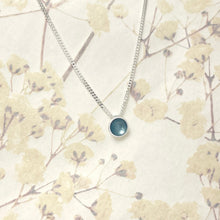 Load image into Gallery viewer, Tiny silver and ice blue enamel necklace
