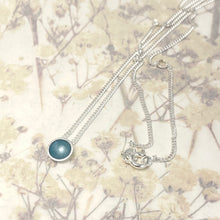 Load image into Gallery viewer, Tiny silver and ice blue enamel necklace
