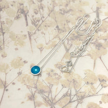 Load image into Gallery viewer, Tiny silver and turquoise enamel necklace
