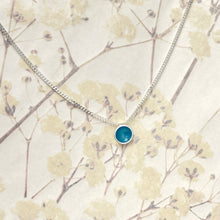 Load image into Gallery viewer, Tiny silver and turquoise enamel necklace
