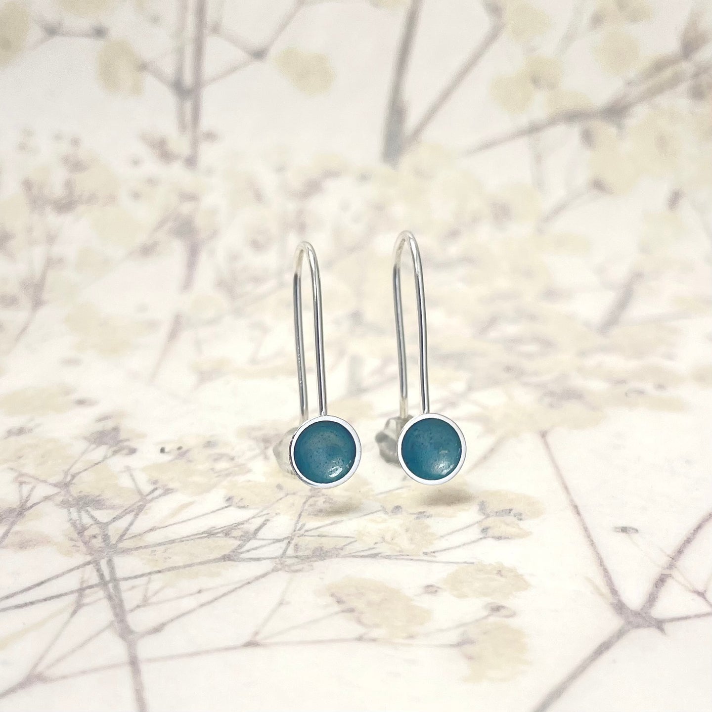 Silver and ice blue drop earrings