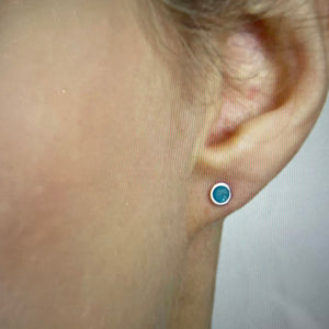 Silver and ice blue enamel dainty studs