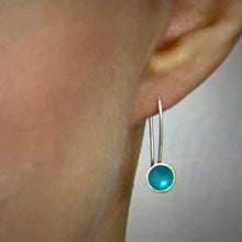 Load image into Gallery viewer, Silver and teal drop earrings
