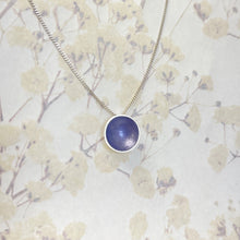 Load image into Gallery viewer, Silver and purple halo disc necklace
