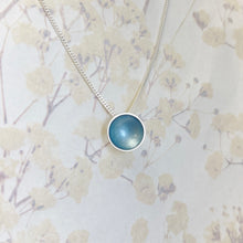 Load image into Gallery viewer, Silver and ice blue halo disc necklace
